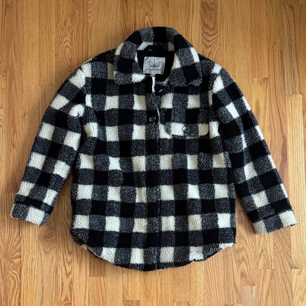 Plaid Black and White Teddy Jacket